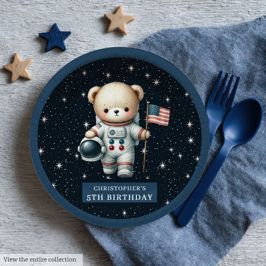 Schattigee Teddy Bear Astronaut Baby Boy Shower Pa Papieren Bordje