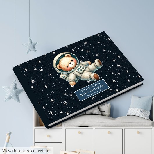 Schattigee Teddy Bear Astronaut Boy Baby shower Gastenboek