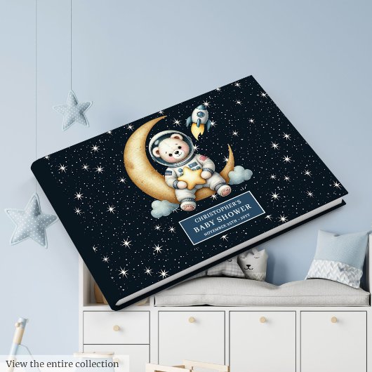 Schattigee Teddy Bear Astronaut Gastboek Baby Boy Gastenboek