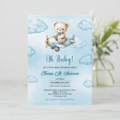 Schattigee Teddy Bear Aviator Boy baby shower Kaart (Staand voorkant)
