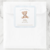 Schattigee Teddy Bear baby boy Bookplate Vierkante Sticker (Tas)