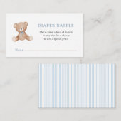 Schattigee Teddy Bear Baby Boy douche Luier Raffle Informatiekaartje (Voorkant / Achterkant)