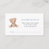 Schattigee Teddy Bear Baby Boy douche Luier Raffle Informatiekaartje (Voorkant)