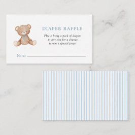 Schattigee Teddy Bear Baby Boy douche Luier Raffle Informatiekaartje