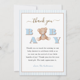 Schattigee Teddy Bear Baby Boy shower Bedankt kaar