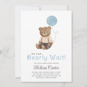 Schattigee Teddy Bear Baby shower Boy Party Uitnod Kaart (Voorkant)