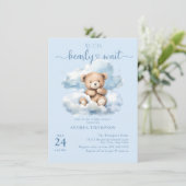 Schattigee Teddy Bear Baby Shower Uitnodigingen (Staand voorkant)