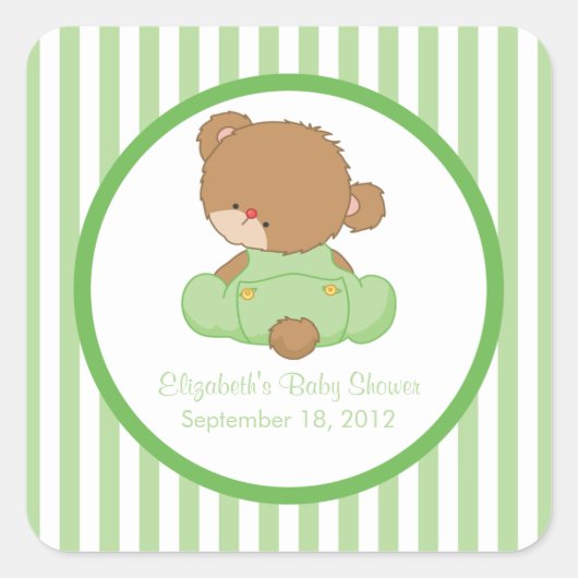 Schattigee Teddy Bear Baby shower Vierkante Sticke Vierkante Sticker (Voorkant)