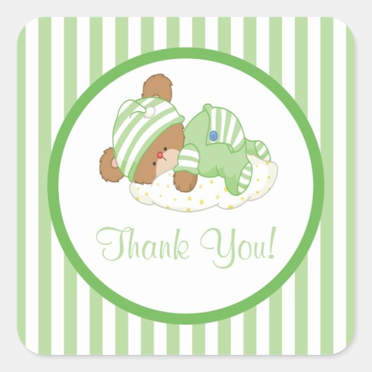 Schattigee Teddy Bear Baby shower Vierkante Sticke Vierkante Sticker (Voorkant)