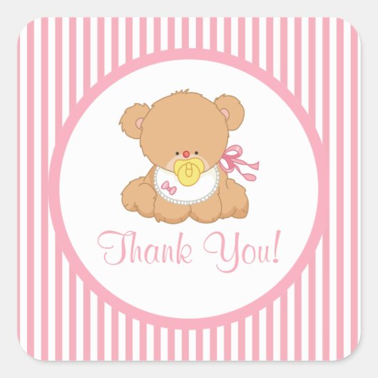 Schattigee Teddy Bear Baby shower Vierkante Sticke Vierkante Sticker (Voorkant)