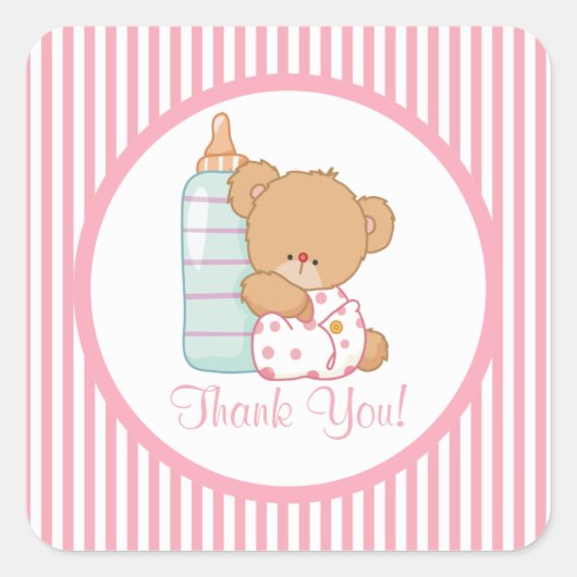 Schattigee Teddy Bear Baby shower Vierkante Sticke Vierkante Sticker (Voorkant)