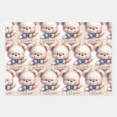 Schattigee Teddy Bear Baby shower Waterverf Inpakpapier Vel (Voorkant)