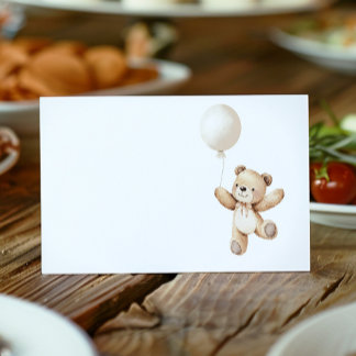 Schattigee Teddy Bear Ballon Food Tent Place Card Plaatskaartje