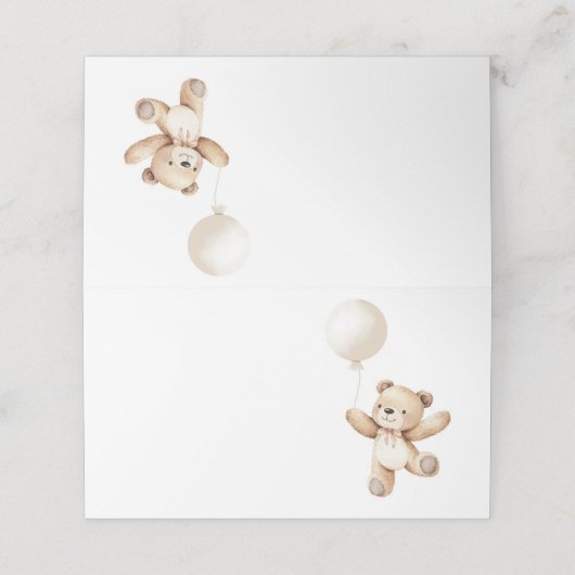 Schattigee Teddy Bear Ballon Food Tent Place Card Plaatskaartje (Buitenkant ongevouwen)