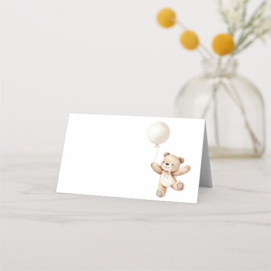 Schattigee Teddy Bear Ballon Food Tent Place Card Plaatskaartje (Achterkant)
