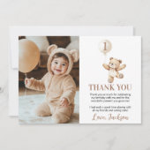 Schattigee Teddy Bear Balloon Beary Verjaardagsfot Bedankkaart (Voorkant)