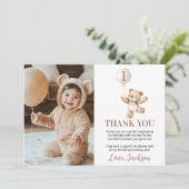 Schattigee Teddy Bear Balloon Beary Verjaardagsfot Bedankkaart (Staand voorkant)