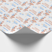 Schattigee Teddy Bear Balloon Kids Verjaardag Cadeaupapier (Hoek)