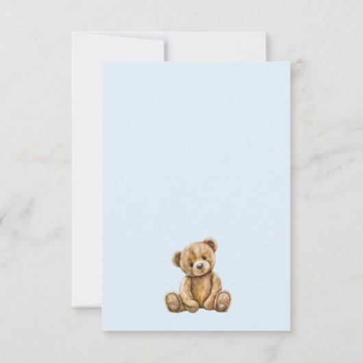 Schattigee Teddy Bear Blue Baby Boy Baby shower Bedankkaart (Achterkant)