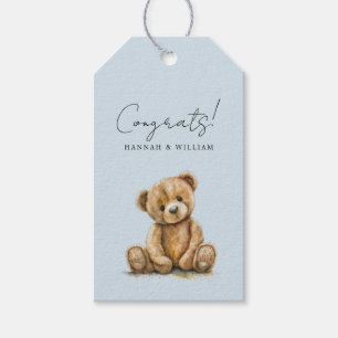Schattigee Teddy Bear Blue Baby Boy Baby shower Cadeaulabel