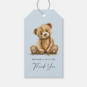 Schattigee Teddy Bear Blue Baby Boy Baby shower Cadeaulabel (Voorkant)