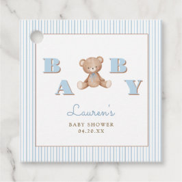 Schattigee Teddy Bear Blue Baby Boy Shower Bedankjes Labels