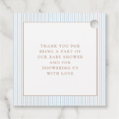 Schattigee Teddy Bear Blue Baby Boy Shower Bedankjes Labels (Achterkant)