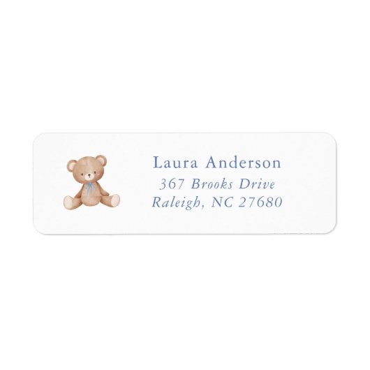 Schattigee Teddy Bear Blue baby Etiket (Voorkant)