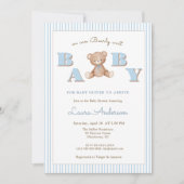 Schattigee Teddy Bear Blue Boy Baby shower Kaart (Voorkant)