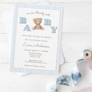 Schattigee Teddy Bear Blue Boy Baby shower Kaart