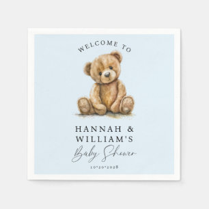 Schattigee Teddy Bear Blue Boy Baby shower Servet