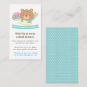 Schattigee Teddy Bear Boek Baby shower Boek Aanvra Informatiekaartje (Voorkant / Achterkant)