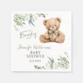 Schattigee Teddy Bear Bow Greenery Baby Boy Douche Servet (Voorkant)