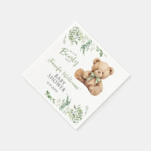 Schattigee Teddy Bear Bow Greenery Baby Boy Douche