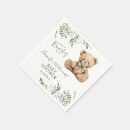 Schattigee Teddy Bear Bow Greenery Baby Boy Douche Servet