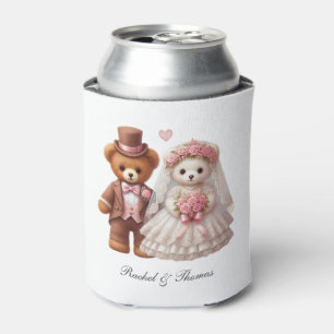 Schattigee Teddy Bear bruid en bruidegom bruiloft Blikjeskoeler