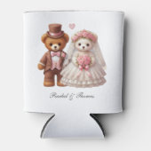 Schattigee Teddy Bear bruid en bruidegom bruiloft Blikjeskoeler (Voorkant)