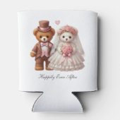 Schattigee Teddy Bear bruid en bruidegom bruiloft Blikjeskoeler (Achterkant)
