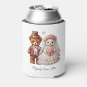 Schattigee Teddy Bear bruid en bruidegom bruiloft Blikjeskoeler (Blikje Achterkant)