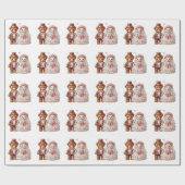 Schattigee Teddy Bear bruid en bruidegom bruiloft Cadeaupapier (Vlak)