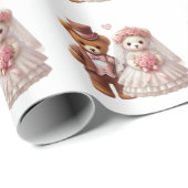 Schattigee Teddy Bear bruid en bruidegom bruiloft Cadeaupapier (Rol Hoek)