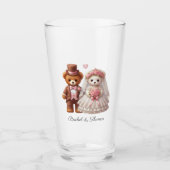 Schattigee Teddy Bear bruid en bruidegom bruiloft Glas (Voorkant)