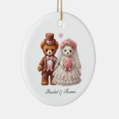 Schattigee Teddy Bear bruid en bruidegom bruiloft Keramisch Ornament (Rechts)