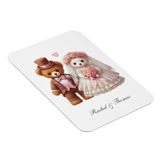 Schattigee Teddy Bear bruid en bruidegom bruiloft Magneet (Rechterzijde)