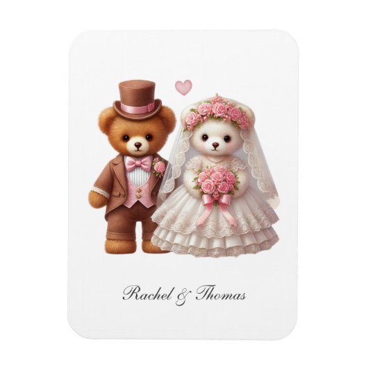 Schattigee Teddy Bear bruid en bruidegom bruiloft Magneet (Verticaal)
