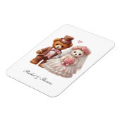 Schattigee Teddy Bear bruid en bruidegom bruiloft Magneet (Linkerzijde)