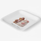Schattigee Teddy Bear bruid en bruidegom bruiloft Papieren Bordje (Gebogen)