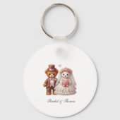 Schattigee Teddy Bear bruid en bruidegom bruiloft Sleutelhanger (Voorkant)
