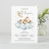 Schattigee Teddy Bear Cloud Moon Baby shower Kaart (Staand voorkant)