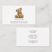 Schattigee Teddy Bear Cub Kinderopvang Visitekaart Visitekaartje (Voorkant / Achterkant)